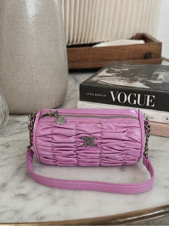 Juicy Couture Light Purple Ruched Barrel Bag Rhinestone Logo NWT Y2K